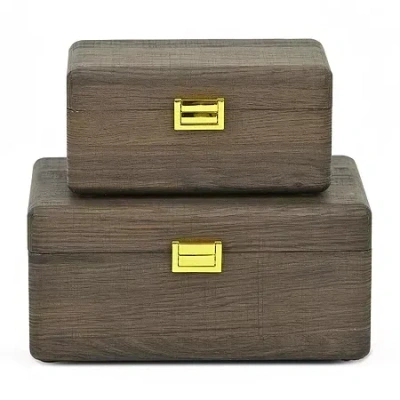 Cheungs Boxes With Gold Handles Espresso Jewelry Organizer In Metallic
