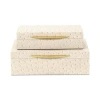 Cheungs Canorus Faux Ostritch Pattern Rectangular Box Set In Cream