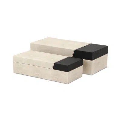 Cheungs Celesti Two Tone Black And Cream Rectangle Box Set In Black;cream
