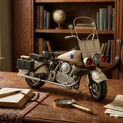 Cheungs Decorative Police Motorcycle In Black,white
