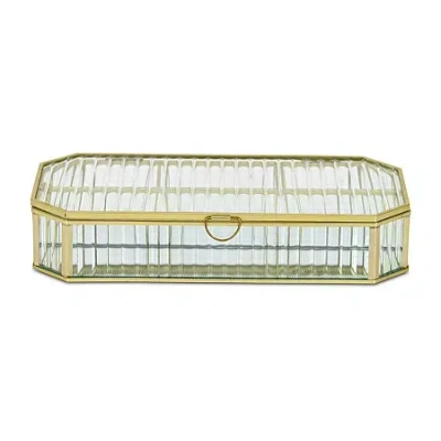 Cheungs Fluted Glass Mirrored Box With Four Compartments Black Jewelry Organizer In Orange