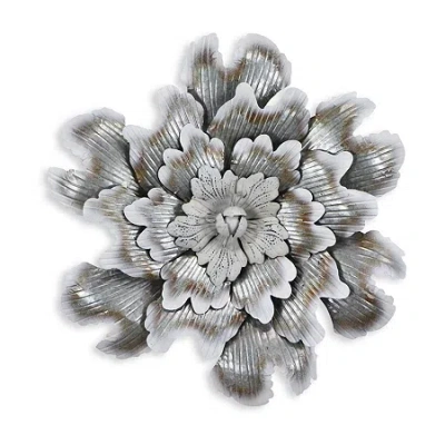 Cheungs Galvanized Flower Metal Wall Art In Gray