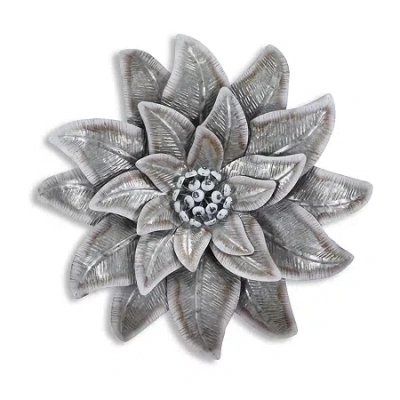 Cheungs Galvanized Flower With Buds Metal Wall Art In Gray