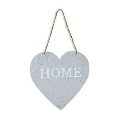 Cheungs Heart Shaped Hanging "home" Vintage Metal Wall Art In Gray