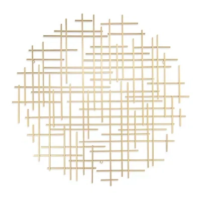 Cheungs Iquara Large Round Metal Wall Art In Yellow