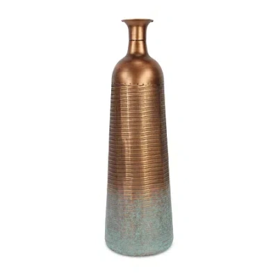 Cheungs Kyani Copper And Teal Vase In Orange