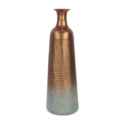 Cheungs Kyani Copper And Teal Vase In Orange