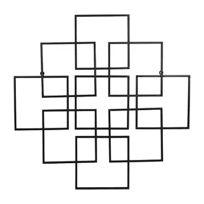 Cheungs Richese Black Repeating Square Metal Wall Sculpture