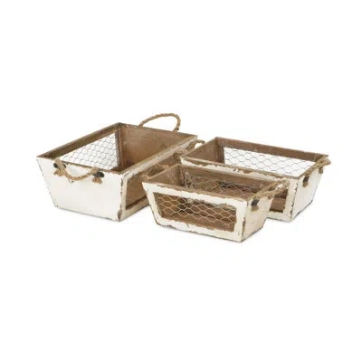 Cheungs Tapered 3 Piece Solid Wood Crate Set In Gray