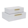 Cheungs White Faux Snakeskin Rectangular 2-pc. Decorative Box In White