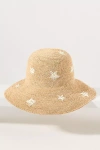 Cheveux Corp. Embroidered Flower Straw Bucket Hat