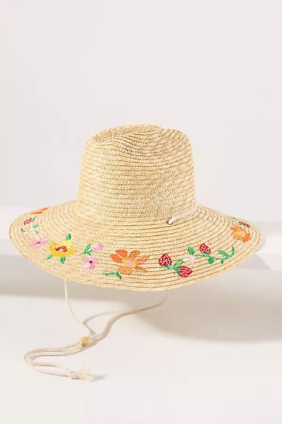 Cheveux Corp. Embroidered Straw Lifeguard Rancher In Sand