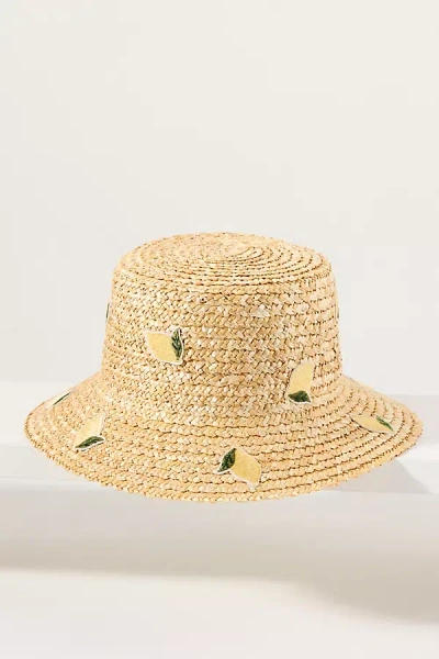Cheveux Corp. Fruit Patch Straw Bucket Hat In Sand