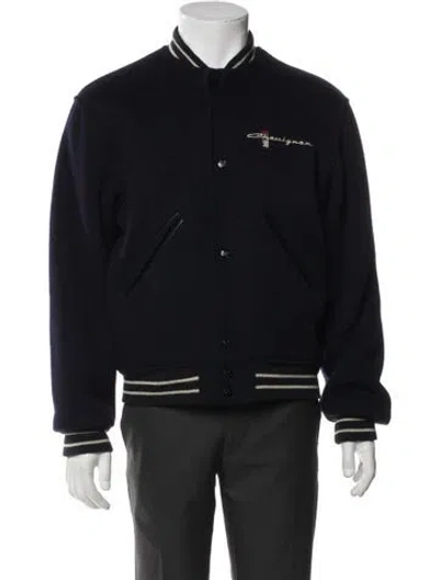 Pre-owned Chevignon Expression Wool Striped Varsity Jacket In Black
