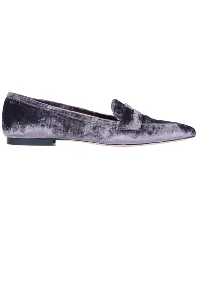 Cheville Alexia Velvet Mocassins In Grey