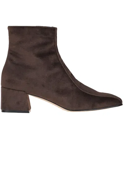 Cheville Anna Velvet Ankle Boots In Brown