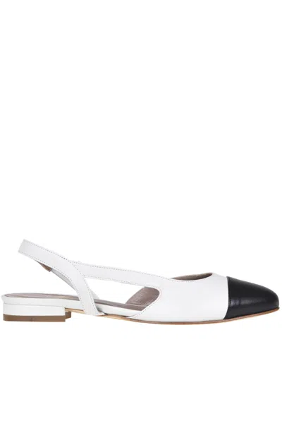 Cheville Chanel Style Slingback Ballerinas In Ivory