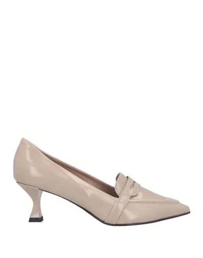 Cheville Woman Pumps Taupe Size 7.5 Leather