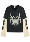 Chew Forever Roach Studded Printed Long Sleeve Cotton T-shirt In Black