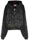 Chew Forever Static Roach Studded Hooded Cotton Sweatshirt In Black