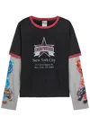 Chew Forever Tommy Ringer Printed Long Sleeve Cotton T-shirt In Black