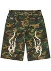 Chew Forever Tribal Camo-printed Denim Shorts In Multi