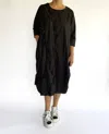 Cheyenne Ruffle Three Quarter Sleeve Dress In Black