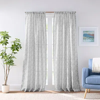 Chf Fan Scallop Rod Pocket Light-filtering Set Of 2 Curtain Panel In Gray