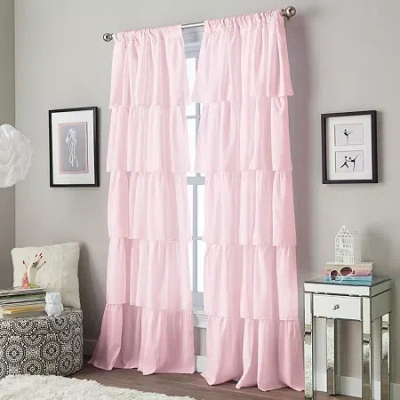 Chf Flounced Rod Pocket Light-filtering Single Curtain Panel In Pink