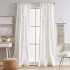 Chf Gates Tufted Chenille Rod Pocket Embroidered Light-filtering Set Of 2 Curtain Panel In White