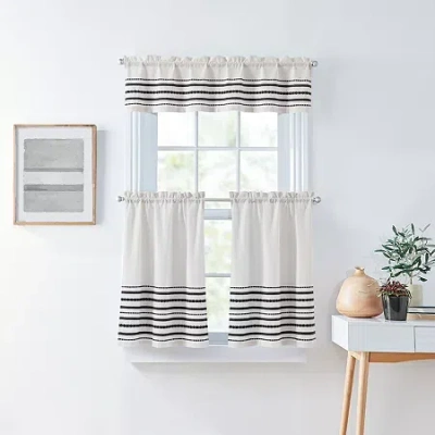 Chf Global Woven 3-pc. Kitchen Curtains & Drapes Window Set In Multi