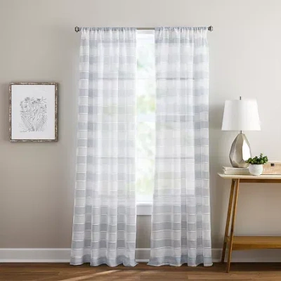 Chf Harbor Rod Pocket Sheer Set Of 2 Curtain Panel In White