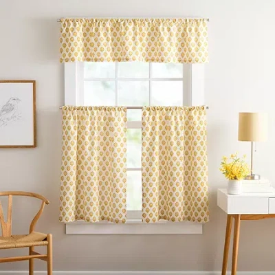 Chf Kiara 3-pc. Rod Pocket Window Tier In Yellow