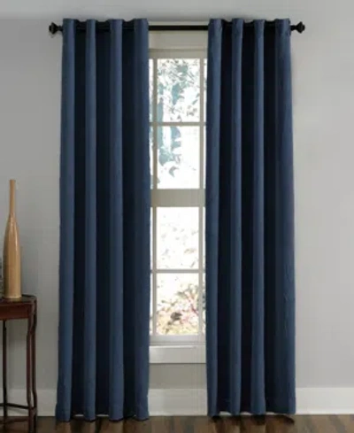 Chf Lenox 50" X 108" Crushed Texture Curtain Panel In Navy