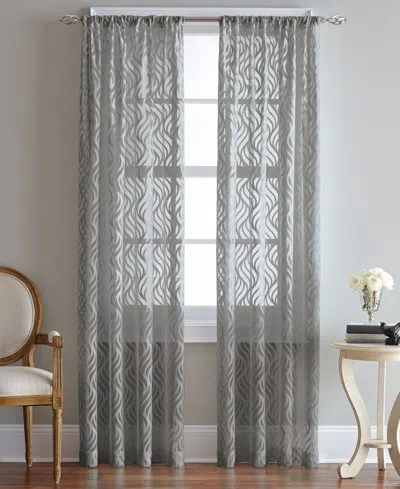 Chf Lyric Ogee 50" X 84" Rod Pocket Window Panel In Grey