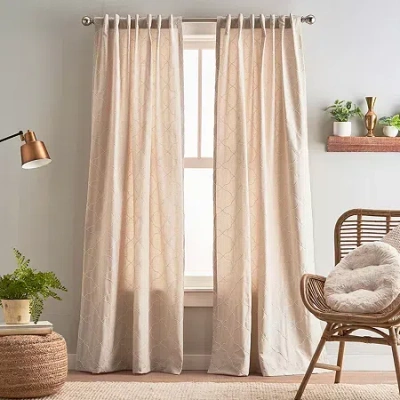 Chf Mallorca Back Tab Light-filtering Set Of 2 Curtain Panel In Sand