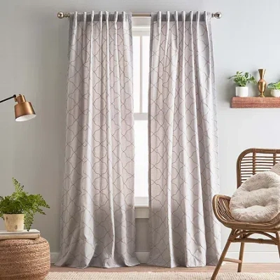 Chf Mallorca Back Tab Light-filtering Set Of 2 Curtain Panel In Silver