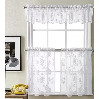 Chf Sibella Lace 2-pc. Rod Pocket Window Tier In White