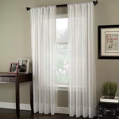 Chf Soho Voile Rod Pocket Sheer Single Curtain Panel In White