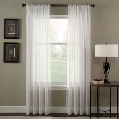 Chf Trinity Crinkle Voile Rod Pocket Sheer Single Curtain Panel In White