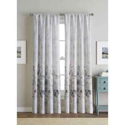 Chf Watercolor Floral Rod Pocket Light-filtering Single Curtain Panel In White