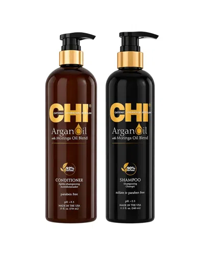 Chi Argan Oil With Moringa Oil Blend Shampoo & Conditioner In Transparent
