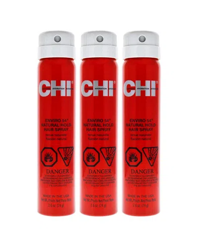 Chi Unisex 2.6oz Enviro 54 Natural Hold Hairspray Pack Of 3 In Transparent