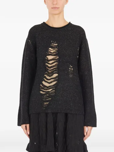 Chiahung Su Double Layer Sweater Damaged In Black