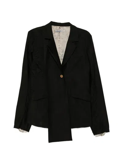 Chiahung Su Reversible Lapel-scarf Blazer In Black