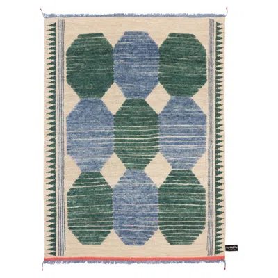 Pre-owned Chiara Andreatti Primitive Weave C Blue/green #1182 Rug Designed By  For Cc-tapis In Gray