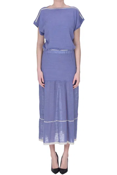 Chiara Bertani Knitted Long Dress In Lilac