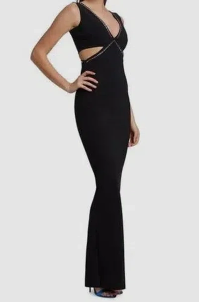 Pre-owned Chiara Boni $1,090  Women's Black Silvina Embellished Cut-out Dress Size 10