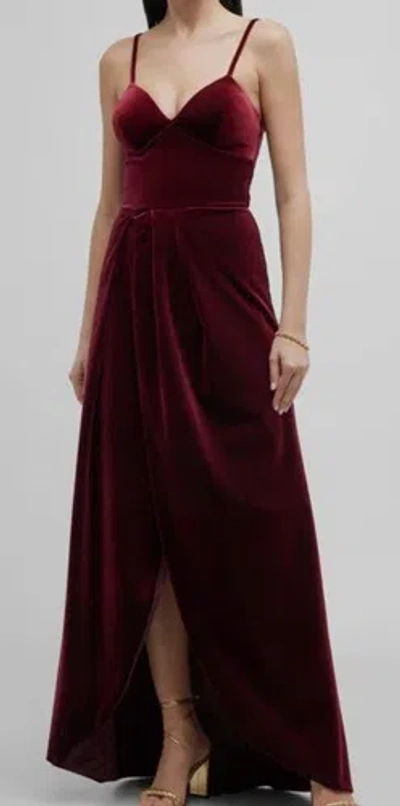 Pre-owned Chiara Boni $1296  Women's Red Neiva Sleeveless Draped-velvet Gown Dress Size 4