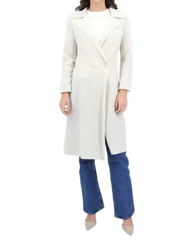 Chiara Boni Angelique Wool Lana Coat In Winter White In Multi